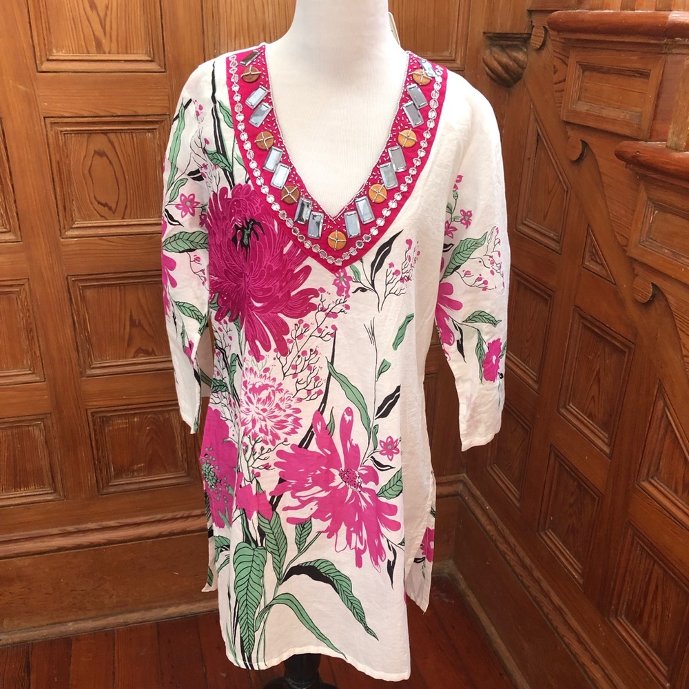 NWT ShanaK Tunic With Beading Size L